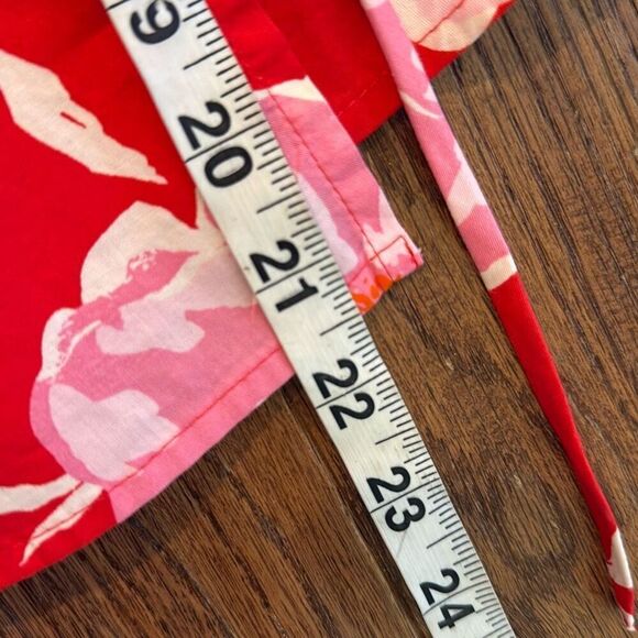 Old Navy NWT red pink floral puff sleeve wrap blouse M - Picture 8 of 10